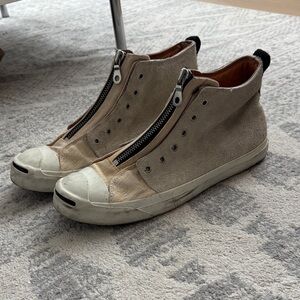 Converse Beige High-Top Sneakers with Zip Closure